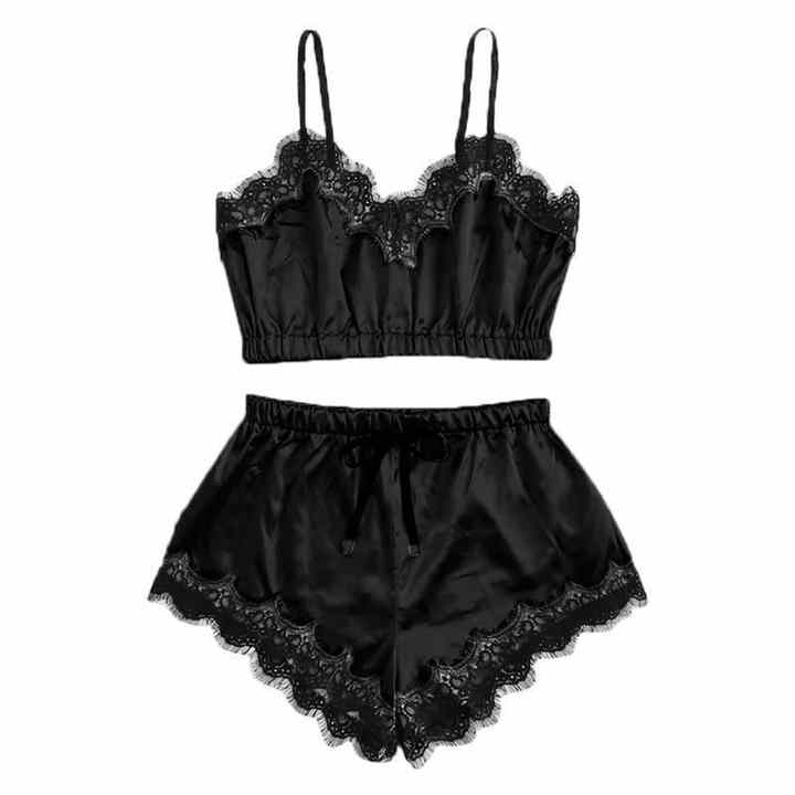 Silk Lace Print Pajama Set